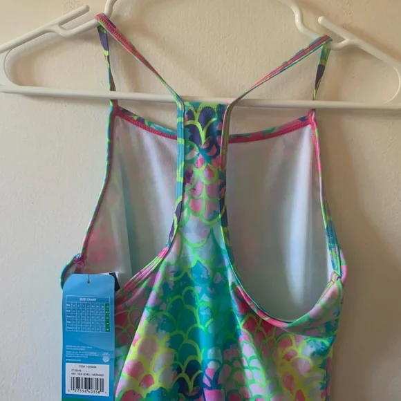 Speedo girls mermaid scalloped style one piece bathing suit
